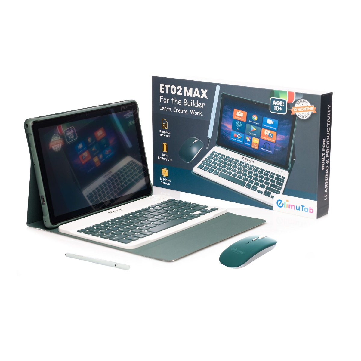elimutab-et02-max-10-1-educational-tablet-with-touchpen-keyboard-mouse-jungle-green-safe-learning-parental-control-cbc-content-1-year-warranty