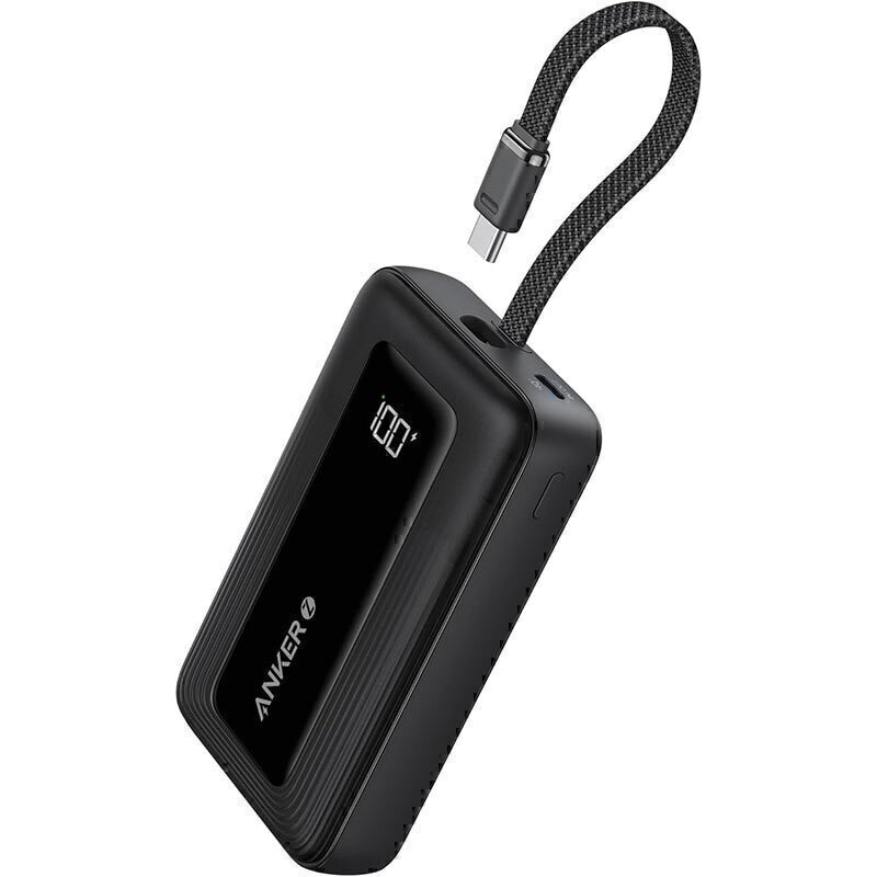 Anker Power Bank (10K, 30W, Built-In Usb-C Cable) Black(A1688H11)