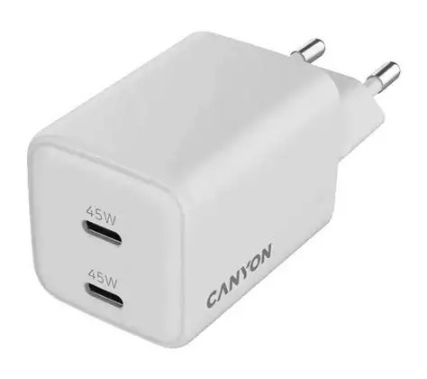 canyon-phone-charger-2-x-usb-c-cu45cc-gan-45w-white